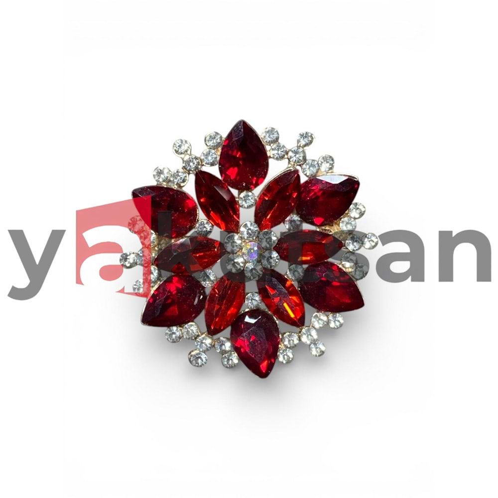 KRİSTAL TAŞLI BORDO KADIN BROŞ