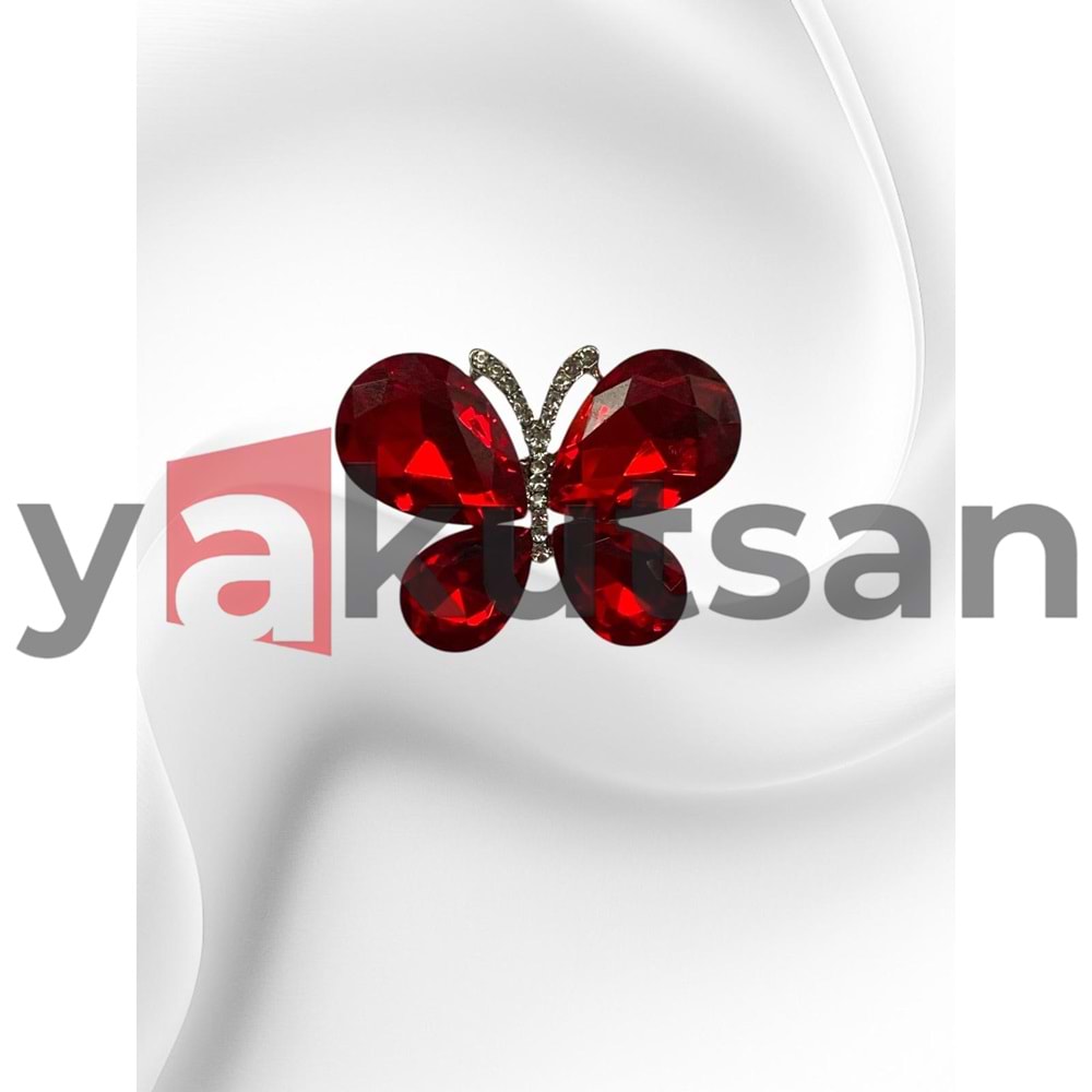 KELEBEK DETAY BORDO ZİRKONYUM TAŞ KADIN BROŞ