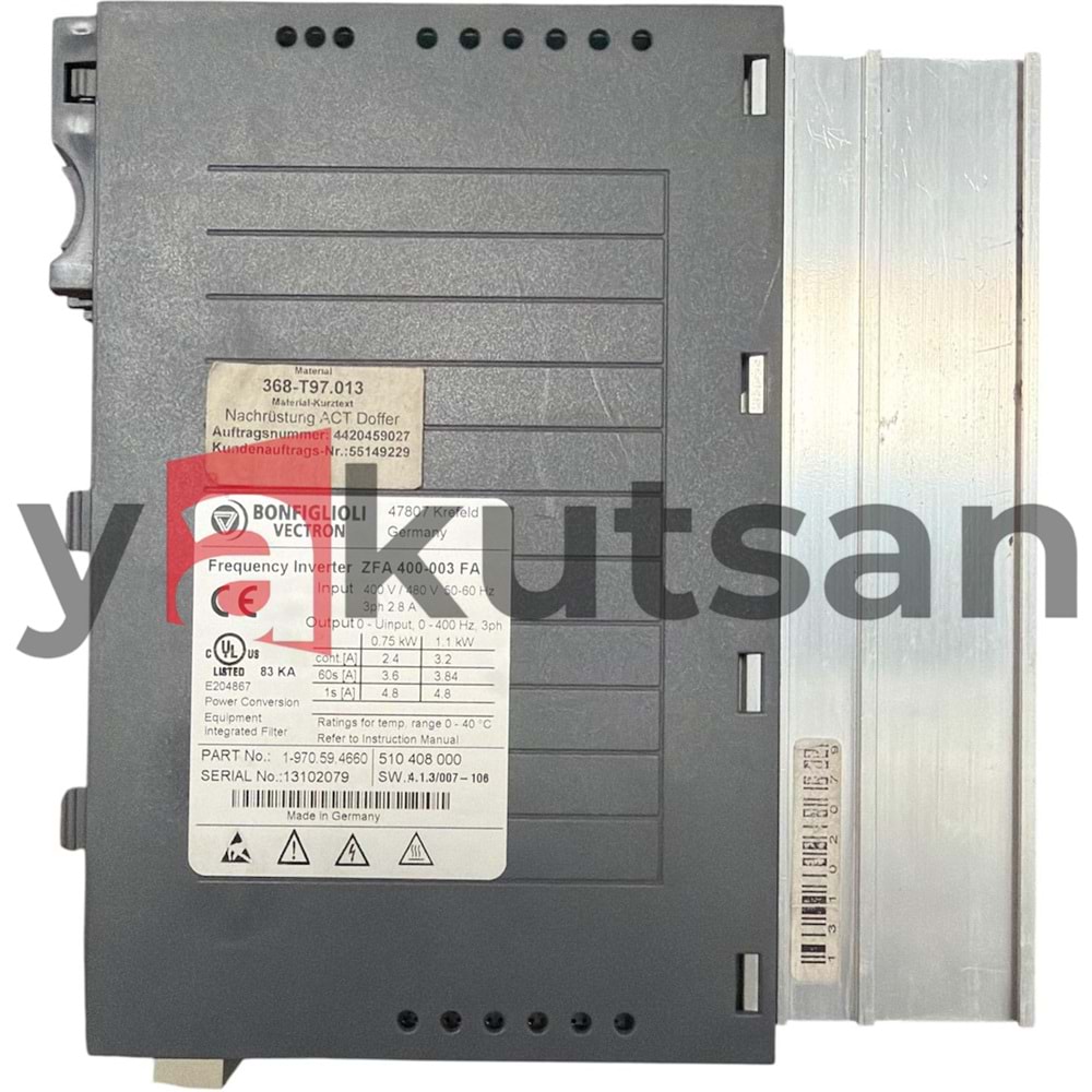 BONFIGLIOLI VECTRON FREQUENCY INVERTER ZFA 400-003 FA 0.75KW