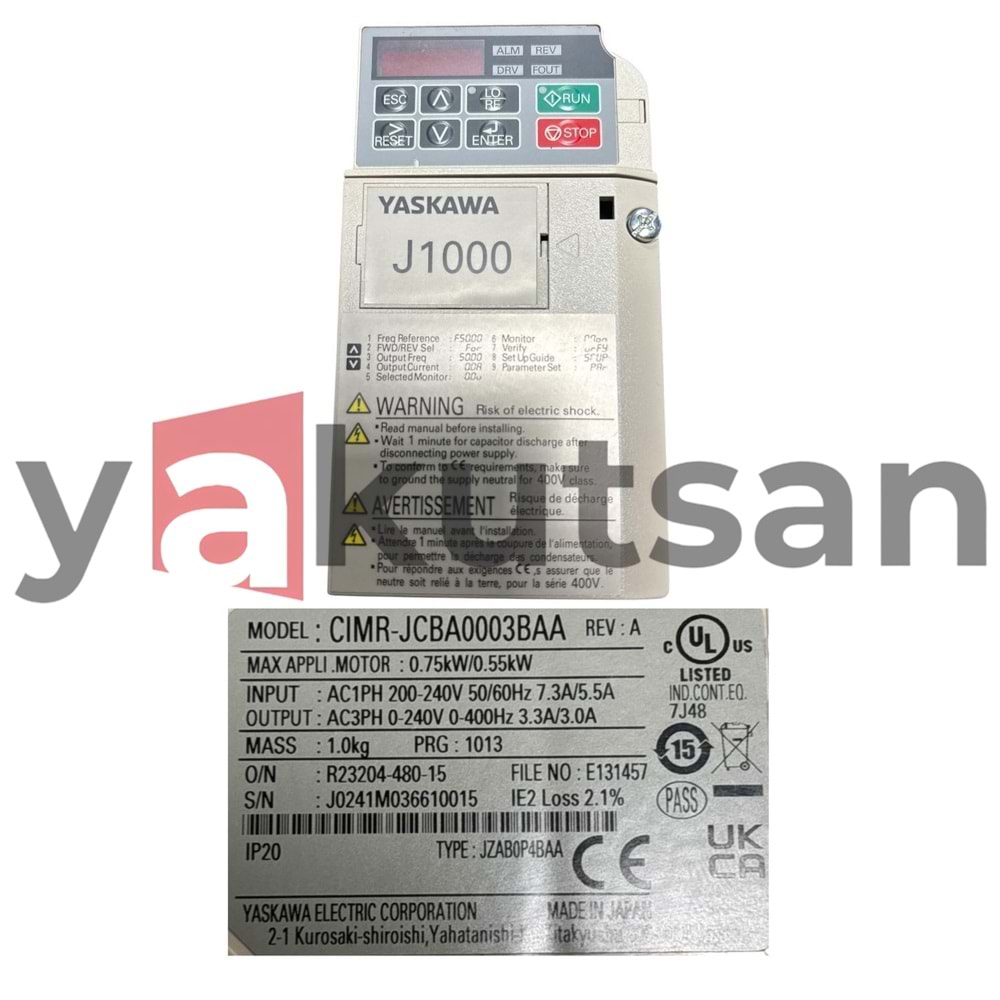 CIMR-JCBA0003BAA 0.75KW/0.55KW YASKAWA