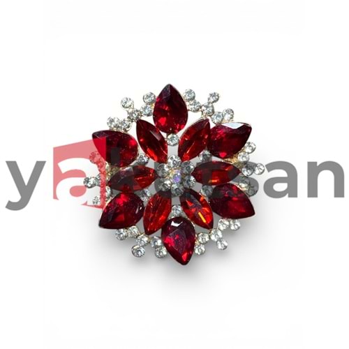 KRİSTAL TAŞLI BORDO KADIN BROŞ