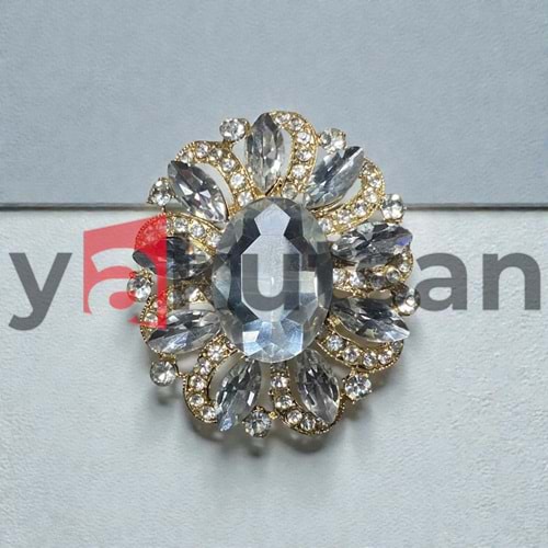 ZİRKONYUM TAŞ GOLD DETAY KADIN BROŞ