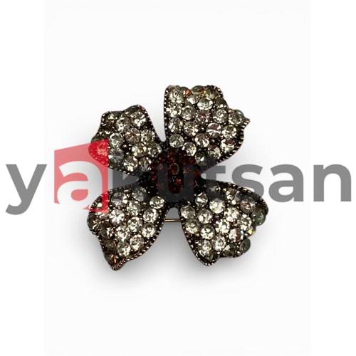 TAŞ DETAYLI KAHVERENGİ KADIN BROŞ