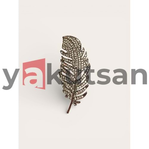 YAPRAK DETAY TAŞLI KADIN BROŞ