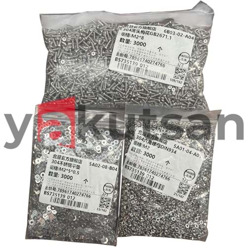 SİLİNDİR TUTUCU+İPLİK İLETME RULOSU VİDASI M2*5*0.5 SET HALİNDE